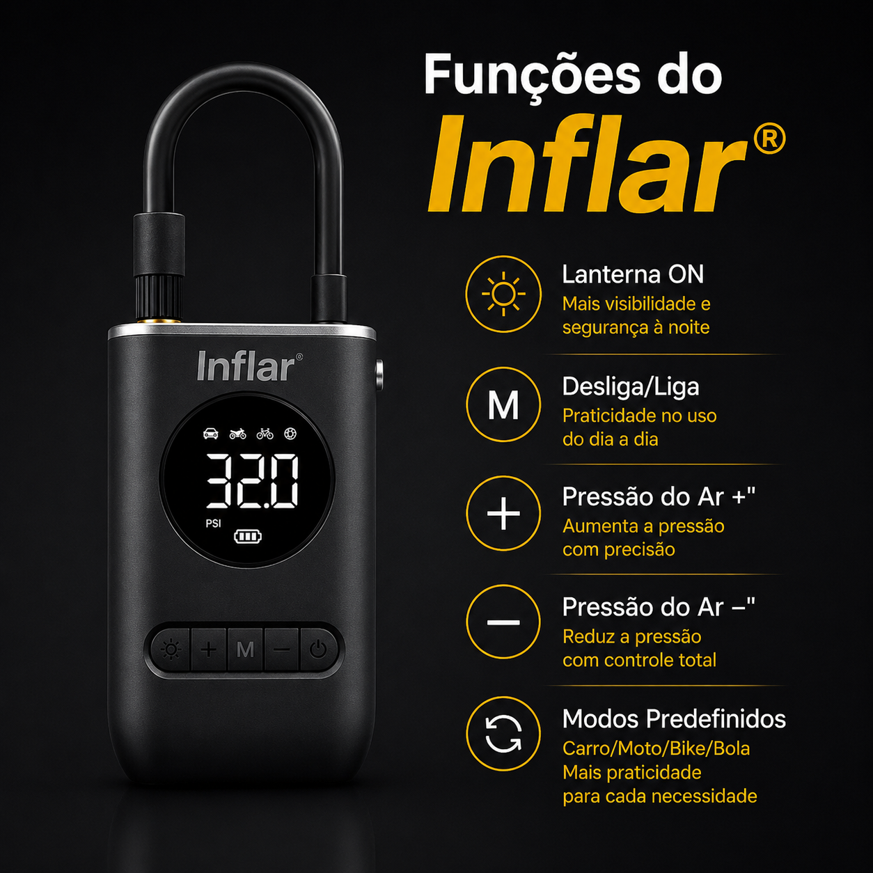 Inflar® - Pronto para encher seus pneus, onde você estiver
