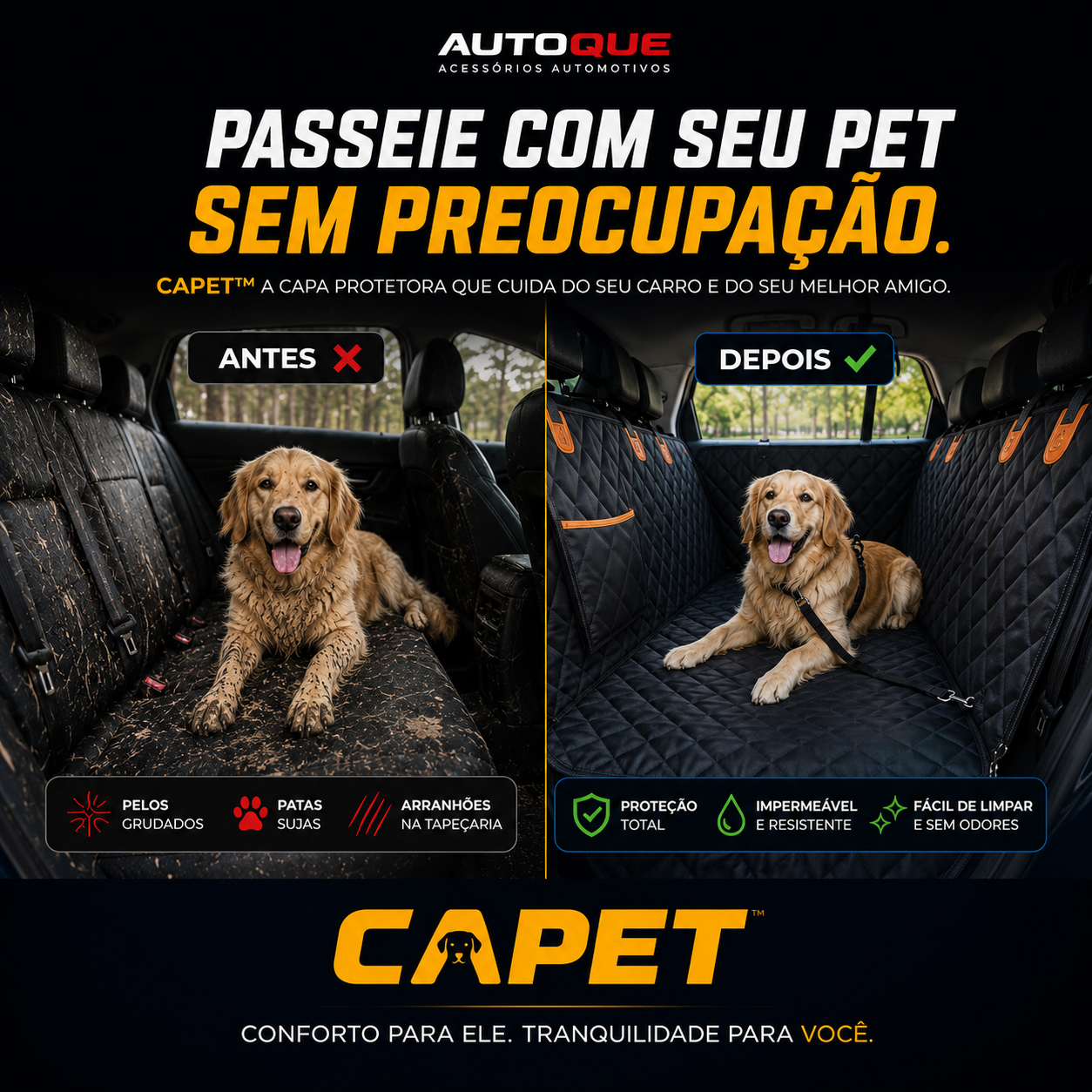 Capet™ - Seu carro limpo. Seu pet seguro