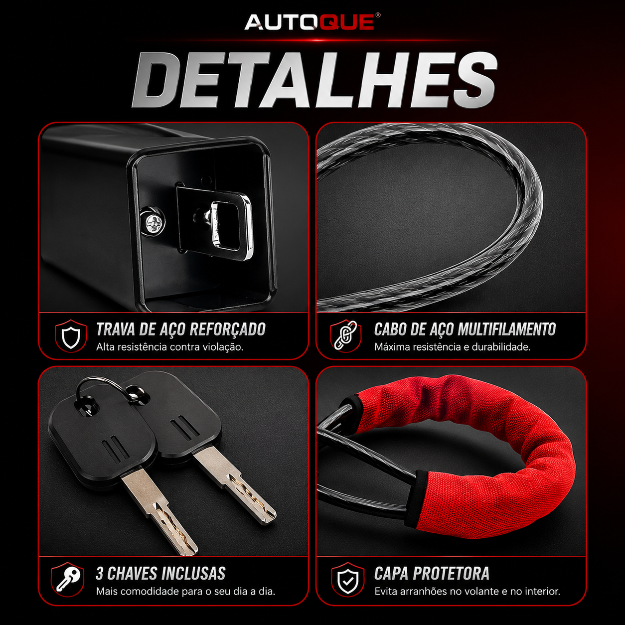 Trava Antifurto para Volante - Dificulte o roubo antes que ele aconteça